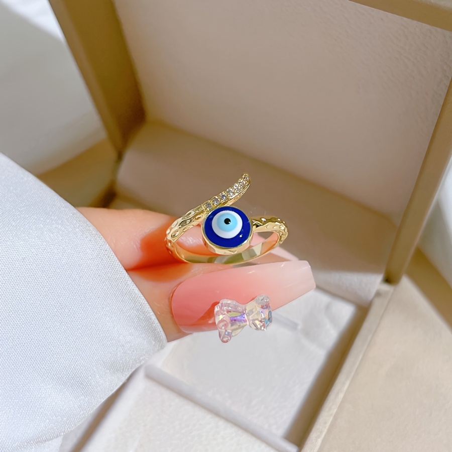 Y2K Punk Adjustable Ring with Zirconia Eye Decoration